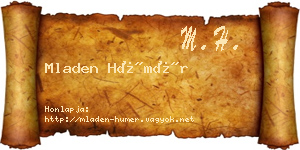 Mladen Hümér névjegykártya